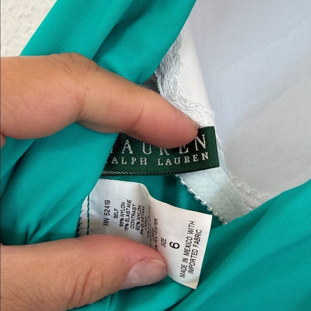 Ralph Lauren Y2K vacation Teal One Piece Swimsuit - Picture 10 of 10